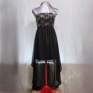 Black & Silver Strapless Cocktail Dress